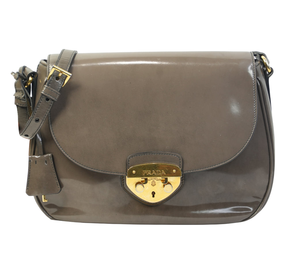 Spazzolato Patent Leather Flap Crossbody Bag