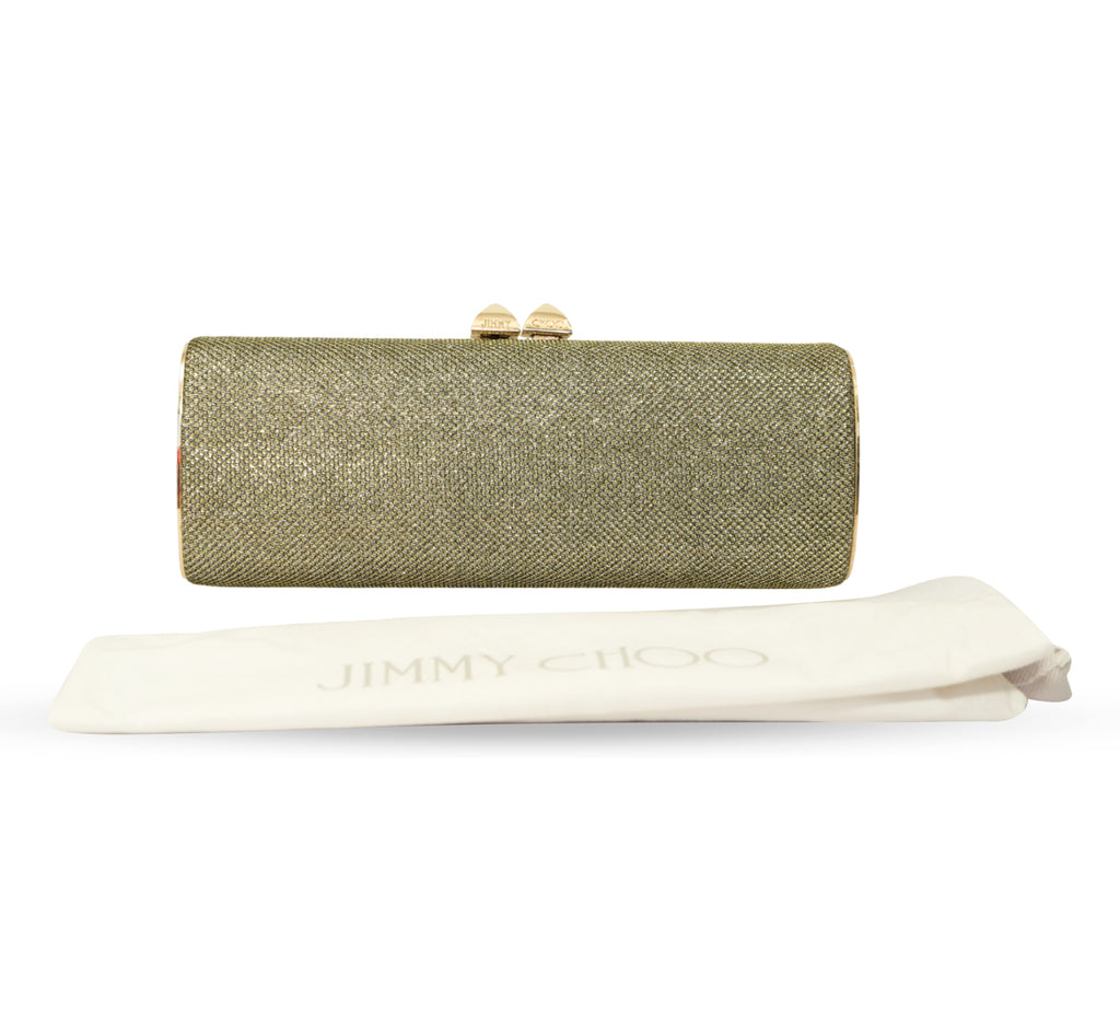 Tube Gold Glitter & Lurex Fabric Clutch