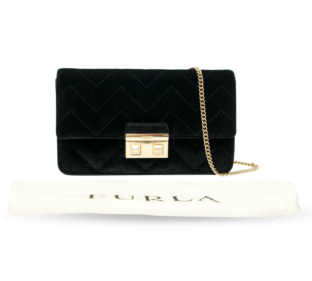 Bella Chevron-Quilted Velvet Shoulder Bag