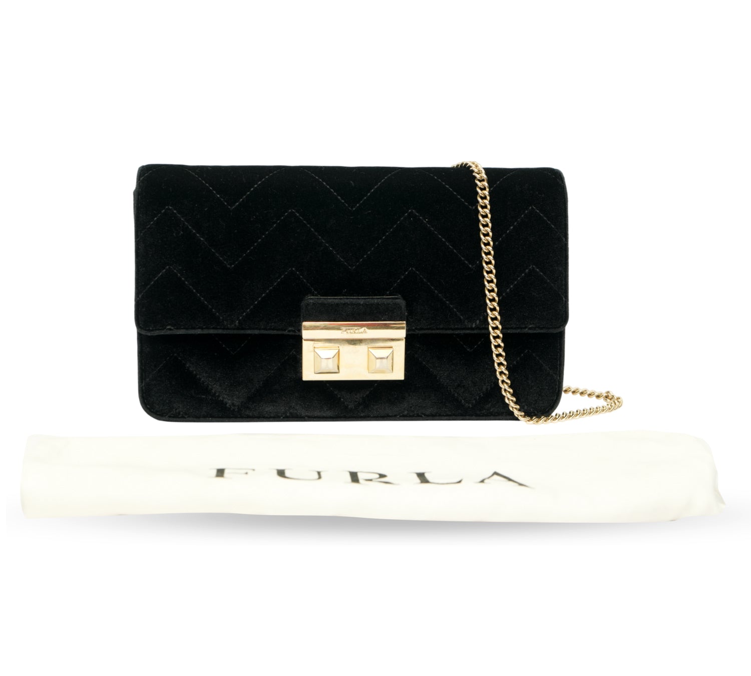 Bella Chevron-Quilted Velvet Shoulder Bag