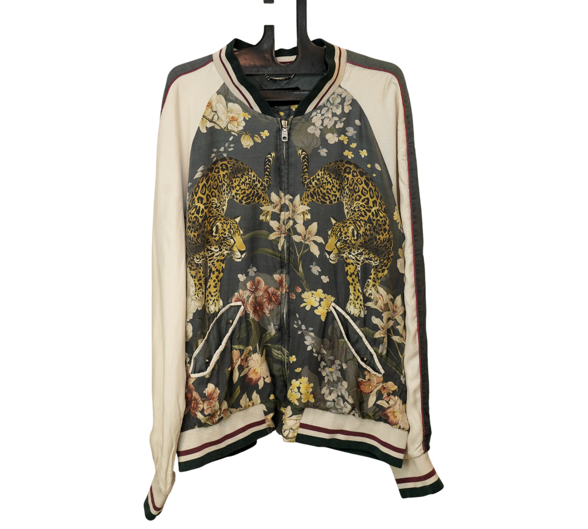Dolce & Gabbana Leopard Printed Silk Bomber Jacket Size - M