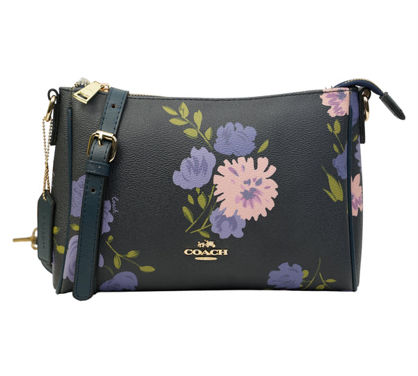 Midnight Navy Floral Print Kitt Messenger Crossbody Bag