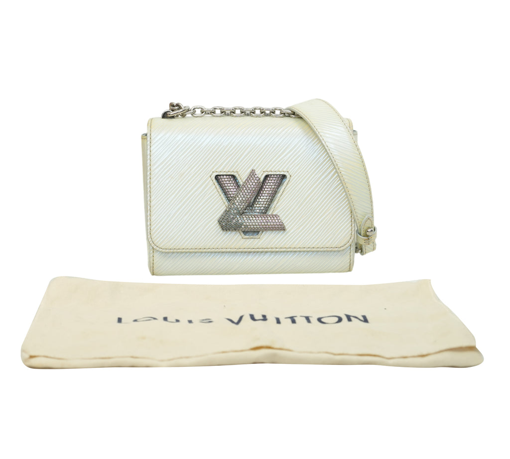 Pale White Twist PM Gourmette Strass Bag