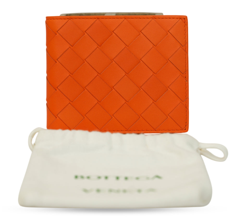 Orange Intrecciato Bi-Fold Wallet