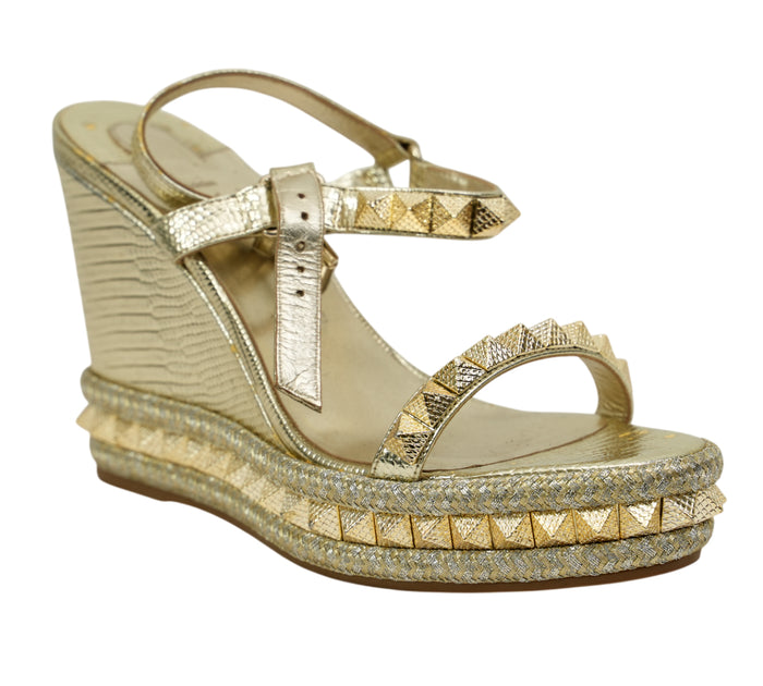 Cataclou Metallic Gold Wedge Sandal Size 40 - Eur