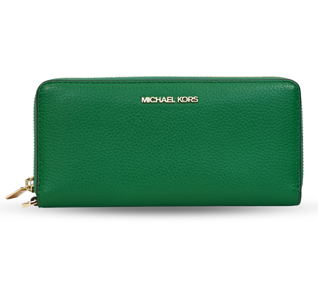 Palm Green Jet Set Travel Large Pebbled Leather Continental Wallet