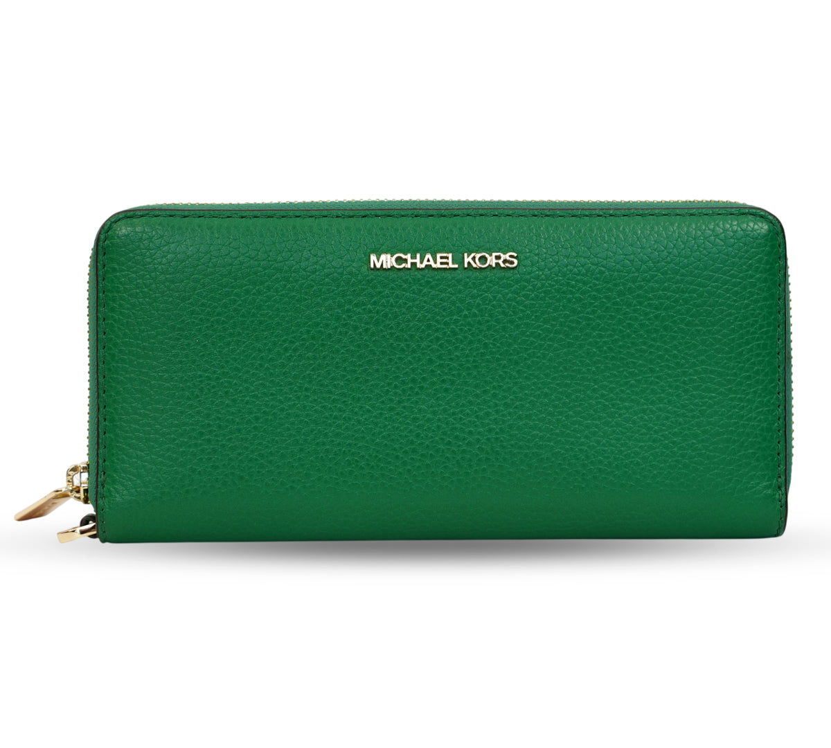 Michael Kors Palm Green Jet Set Travel Large Pebbled Leather Continental Wallet