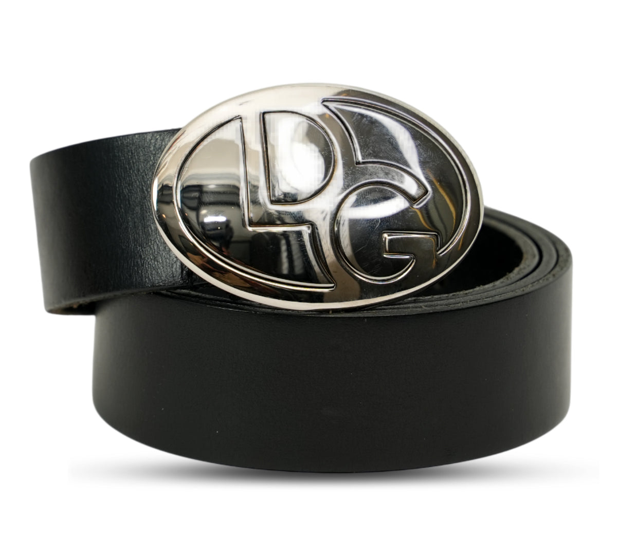 Dolce & Gabbana Oval DG Logo Buckle Belt Size 85 - Cm