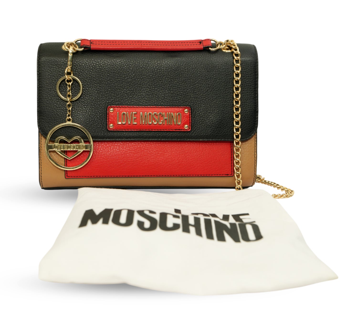 Borsa Vitello Pebble Grain Color-Block Shoulder Bag
