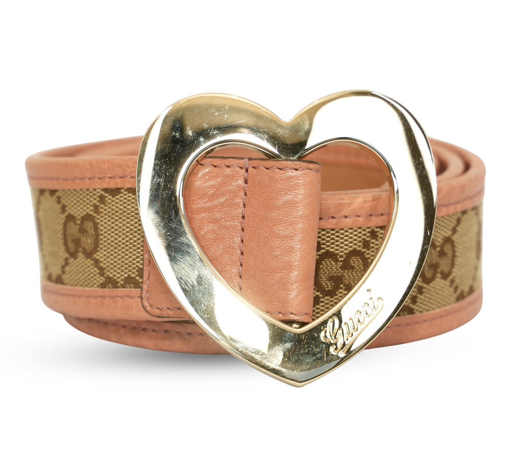 GG Canvas Lovely Heart Buckle Belt Size - 80 Cm