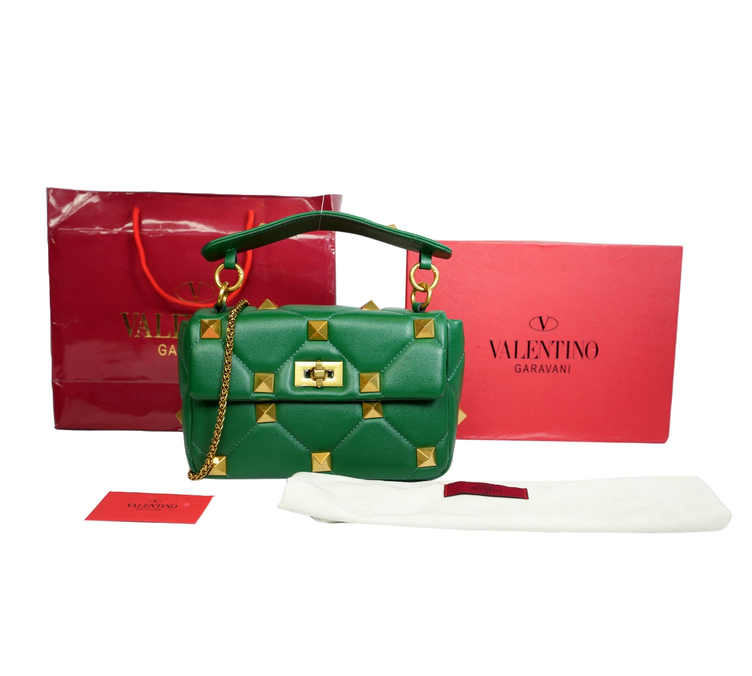 Jungle Green Small Roman Stud Top Handle Bag