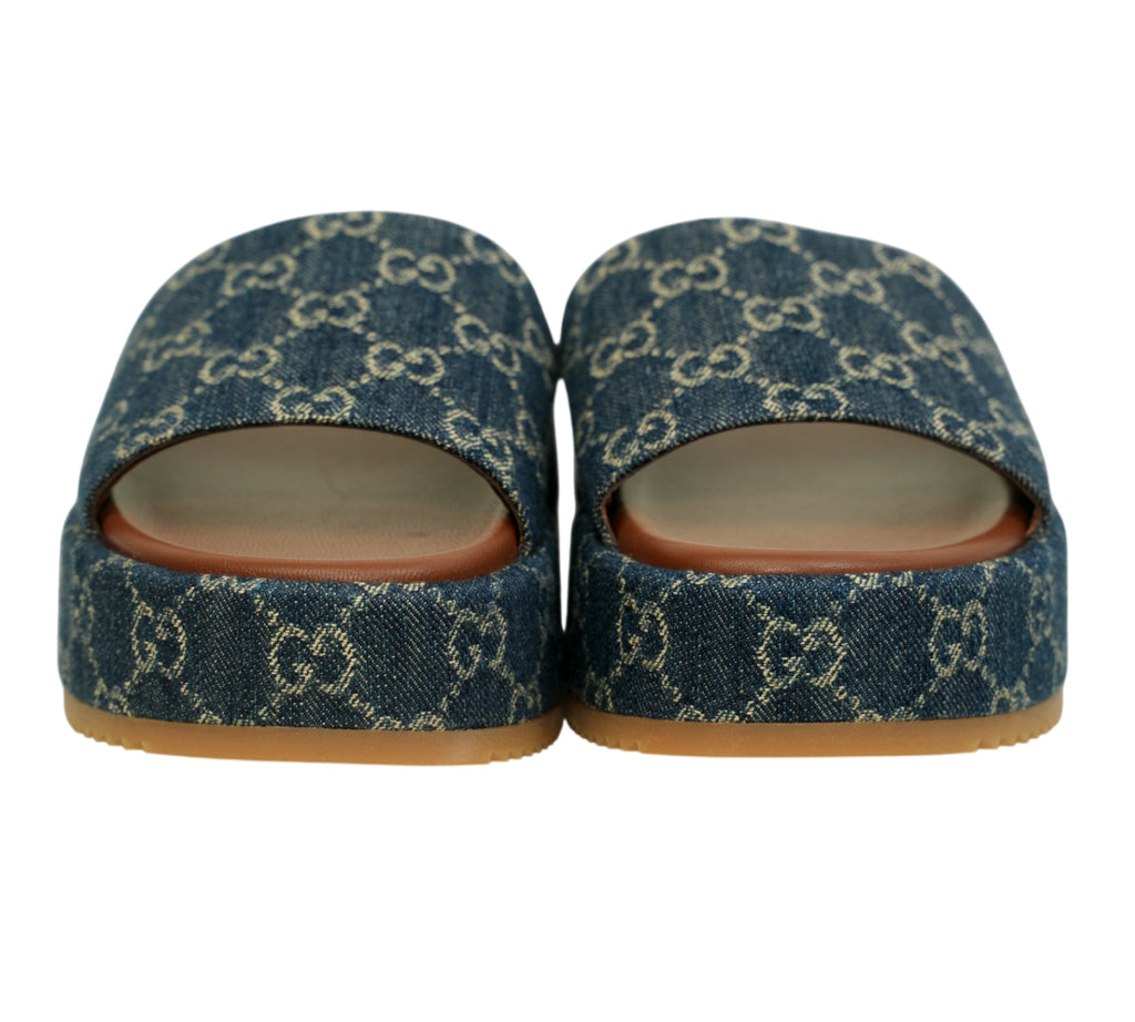 Angelina GG Denim Platform Slide Size 40 - Eur