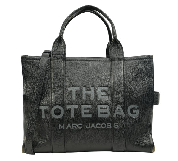 Black Leather Medium Tote Bag