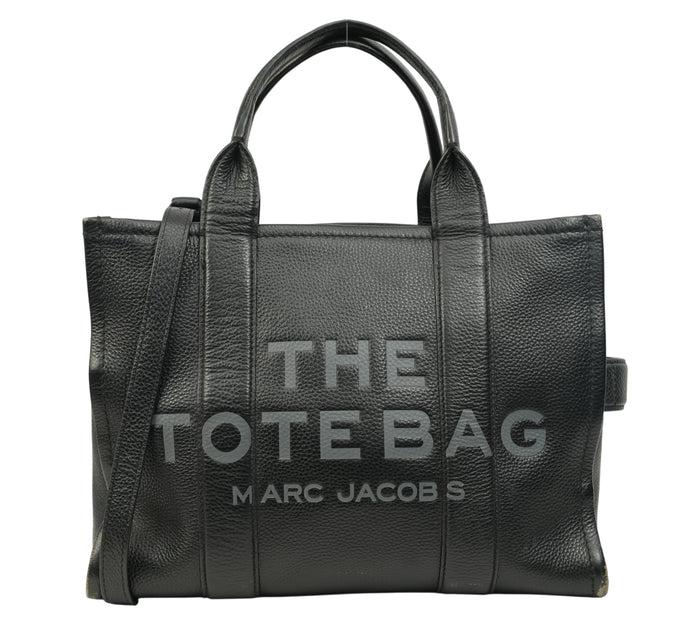Black Leather Medium Tote Bag