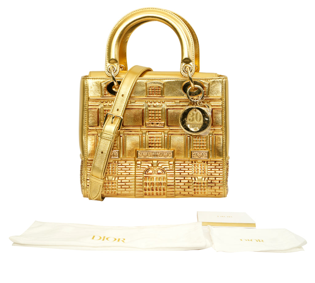 Gold Lady Dior Art Limited Edition Penny Slinger Bag