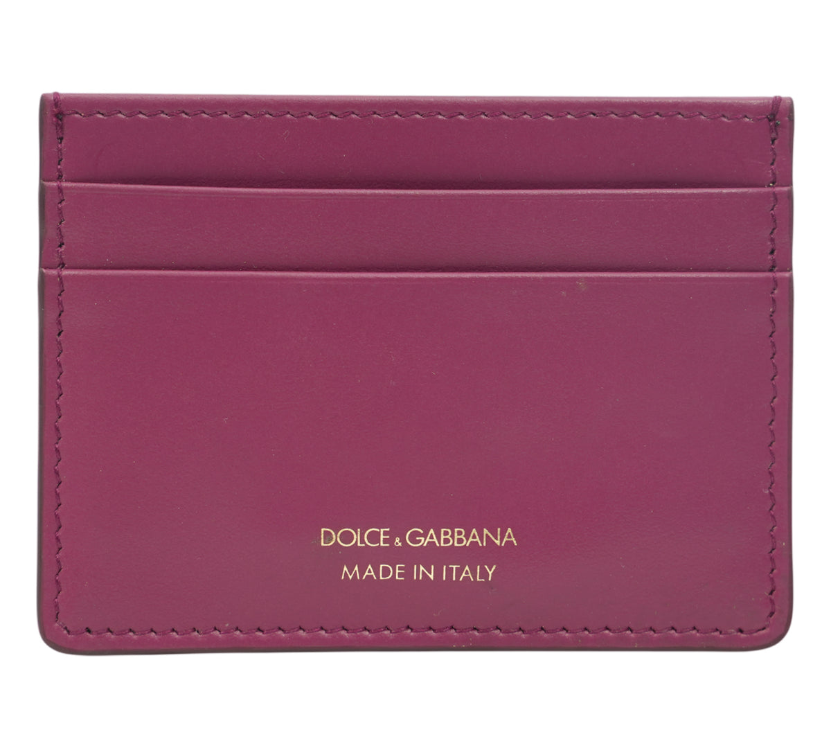 Dolce & Gabbana Plum Purple Smooth Calfskin Logo Stamp Card Holder