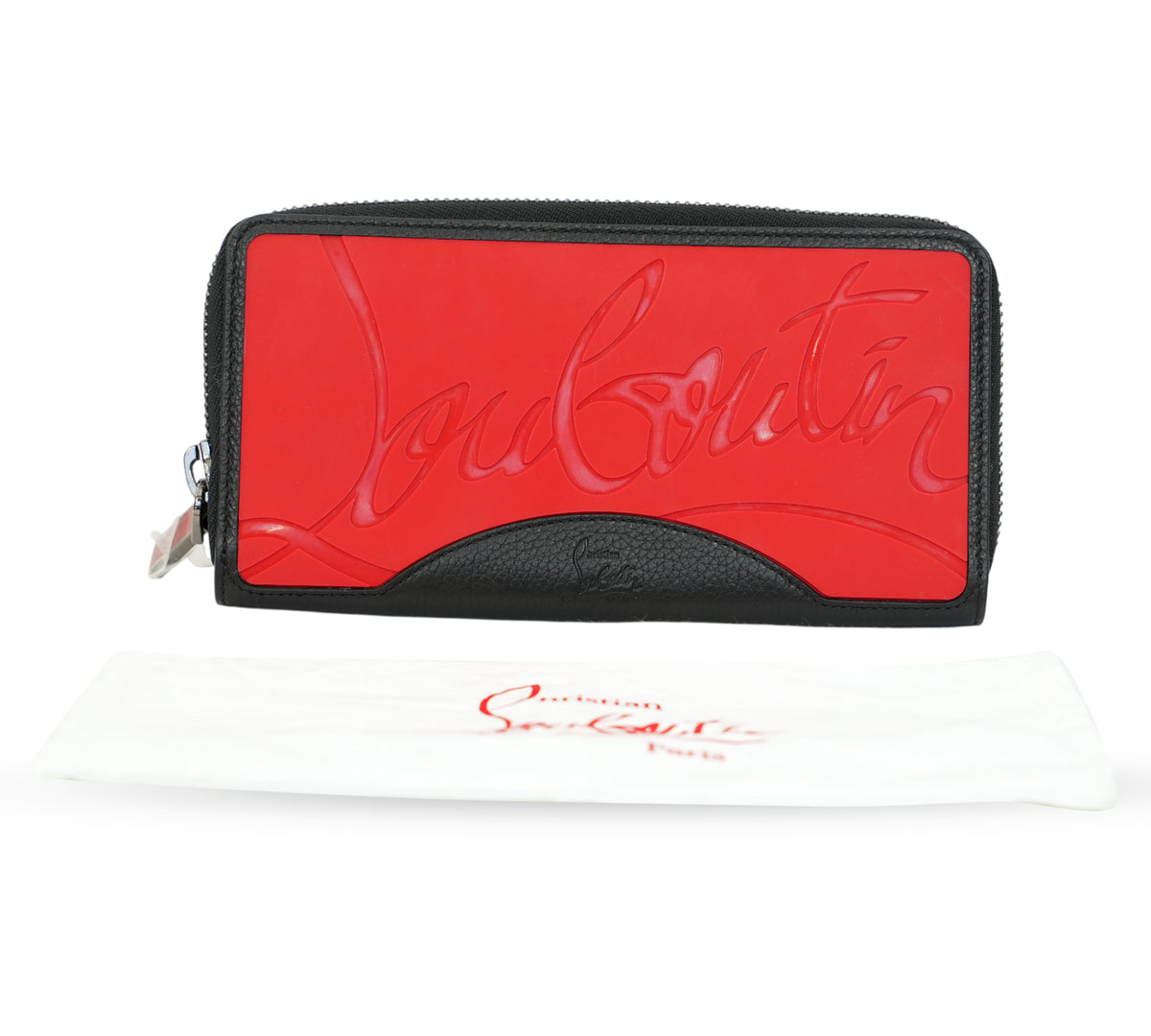 Christian Louboutin Black/Red Calf Leather & Rubber Panettone Wallet