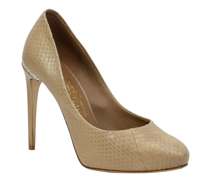 Nutmeg Snakeskin Print Pumps Size 7- UK