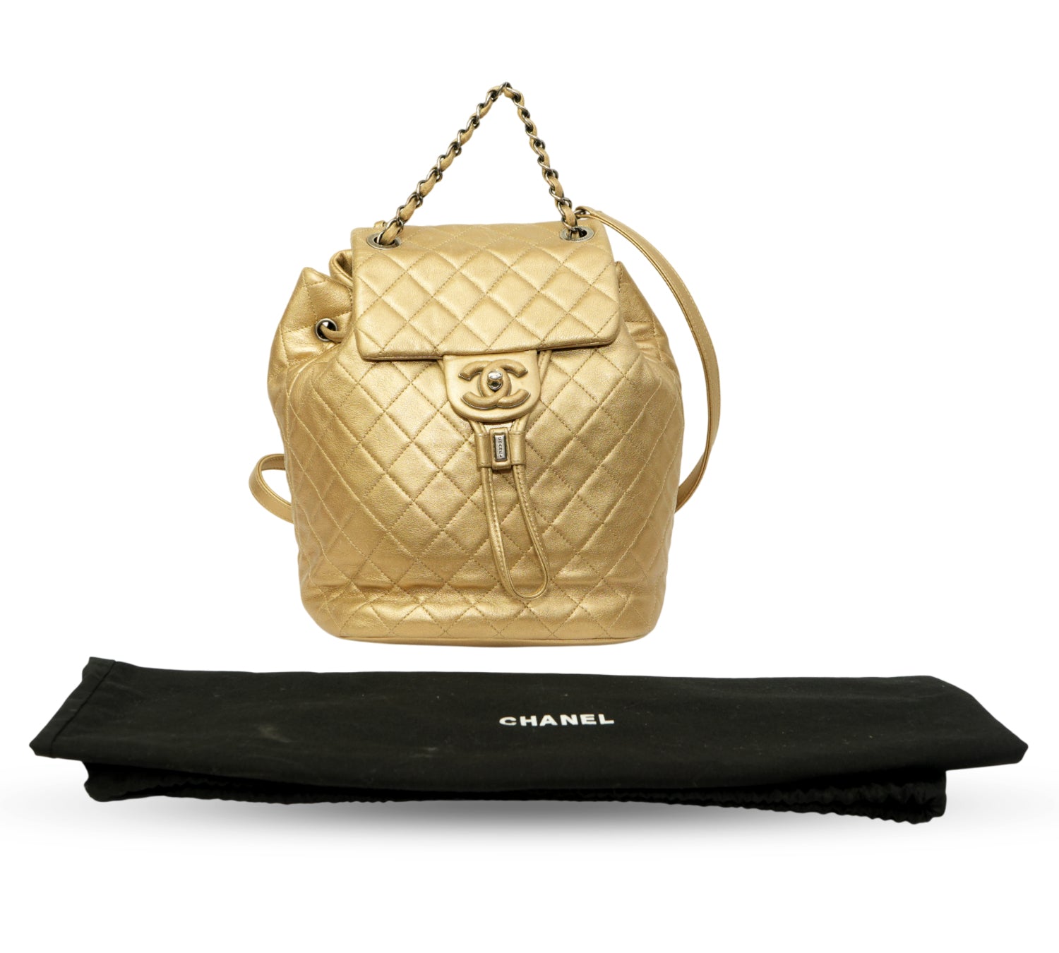 Chanel   Vintage Small Duma Gold Metallic Backpack