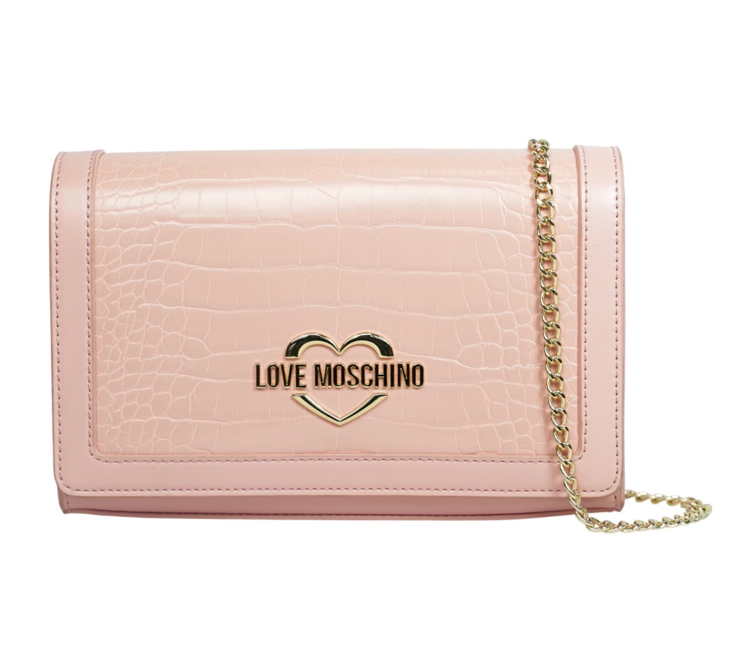 Pink Mock Croc Heart Logo Sling