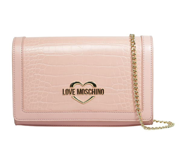 Pink Mock Croc Heart Logo Sling