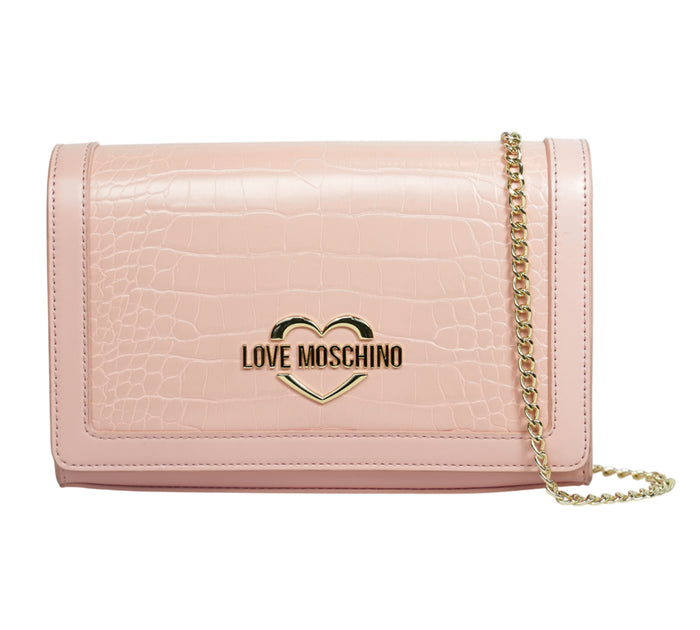Pink Mock Croc Heart Logo Sling
