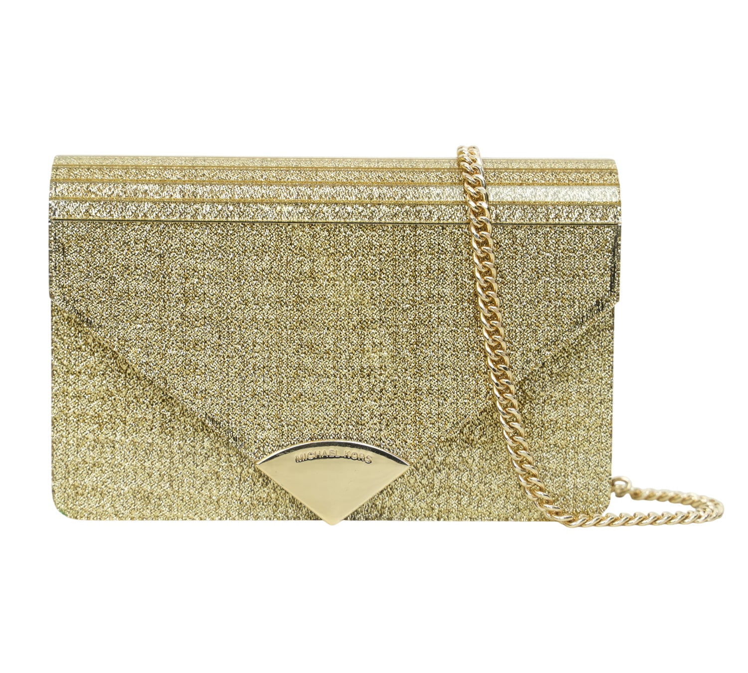 Gold Barbara Medium Envelope Clutch Bag