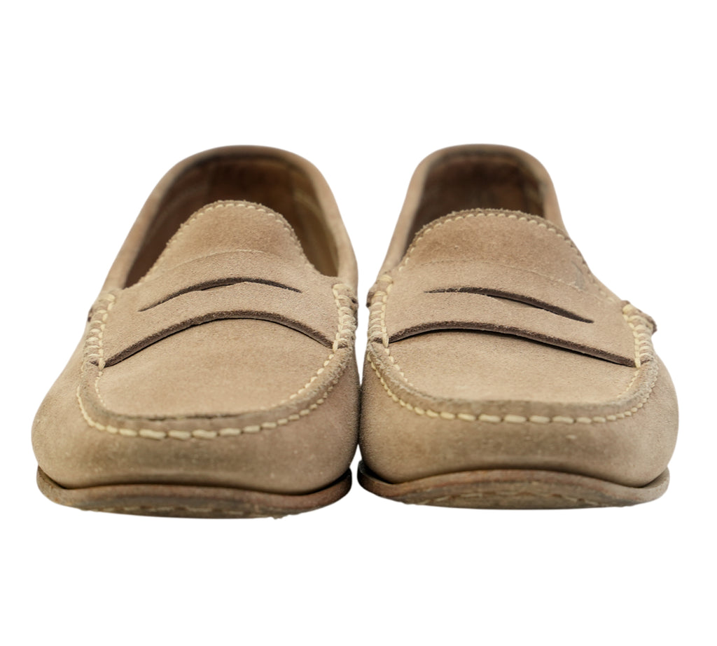 Taupe Gommino Suede Driving Loafers Size 34.5 - Eur