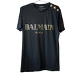 Black Logo-Print Button-Embellished Cotton T-Shirt Size - S
