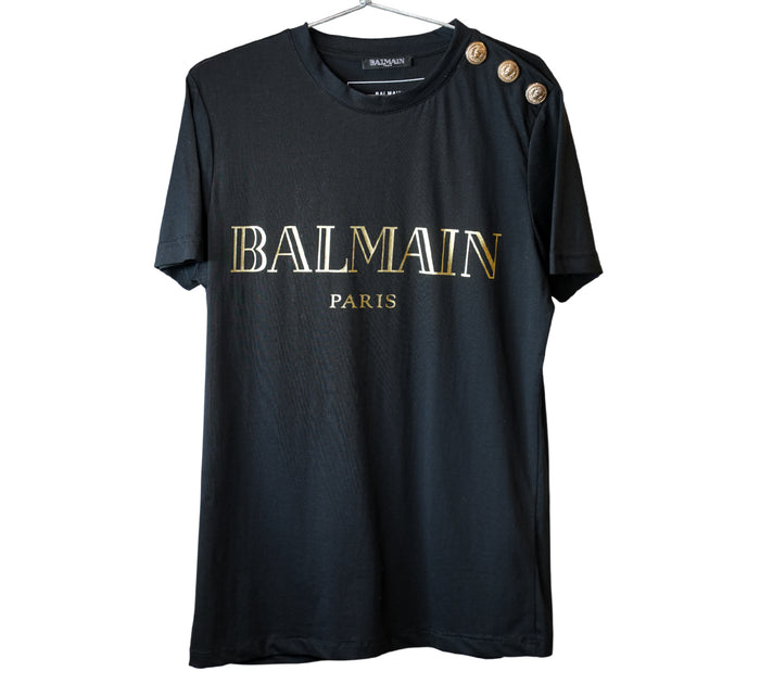 Black Logo-Print Button-Embellished Cotton T-Shirt Size - S