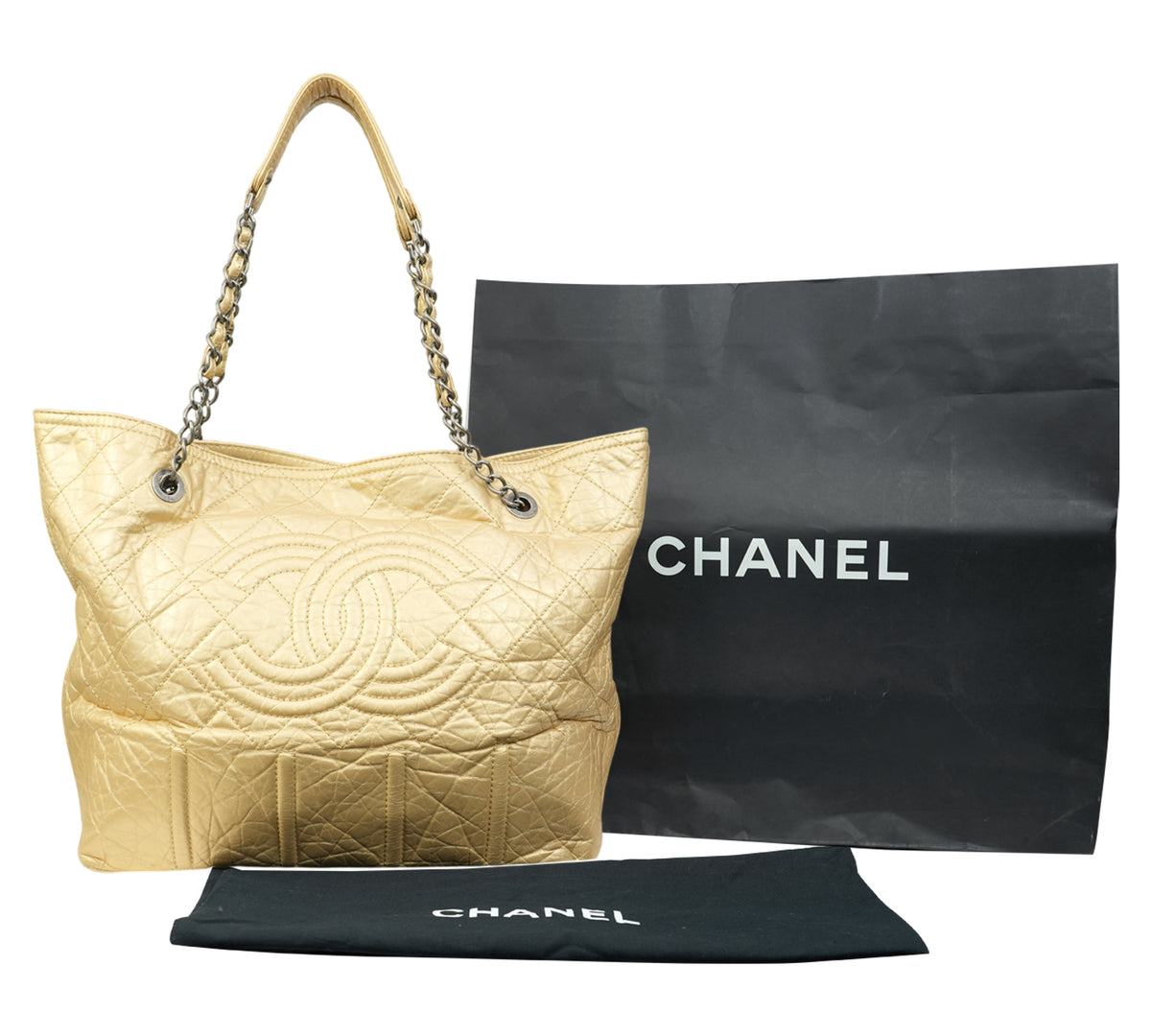 Chanel   Distressed Cuir De Veau Shopping Tote