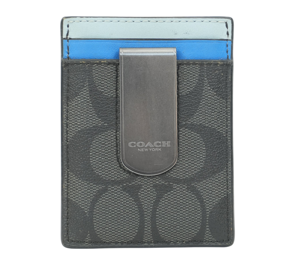 Charcoal / Blue Multi Card Case With Money Clip