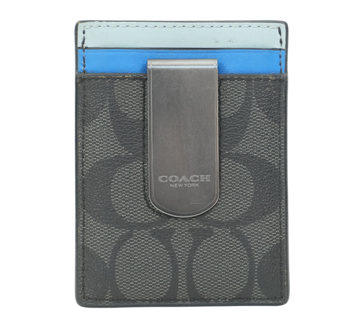 Coach Charcoal / Blue Multi Card Case With Money Clip