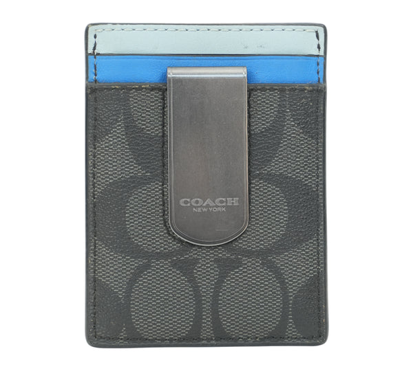 Charcoal / Blue Multi Card Case With Money Clip