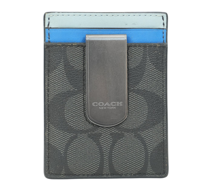 Charcoal / Blue Multi Card Case With Money Clip