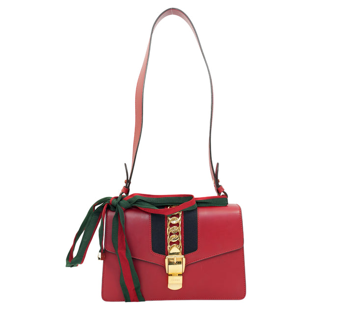 Red Sylvie Leather Shoulder Bag