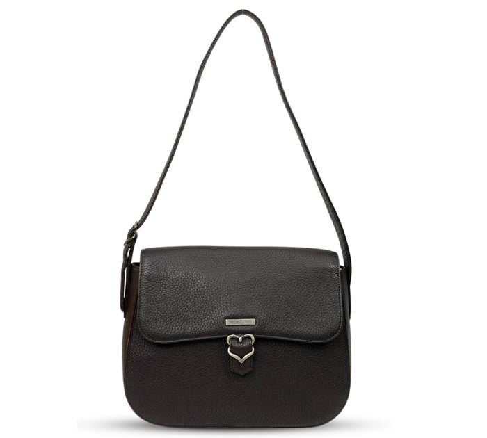 Vintage Heart Clasp Flap Shoulder Bag