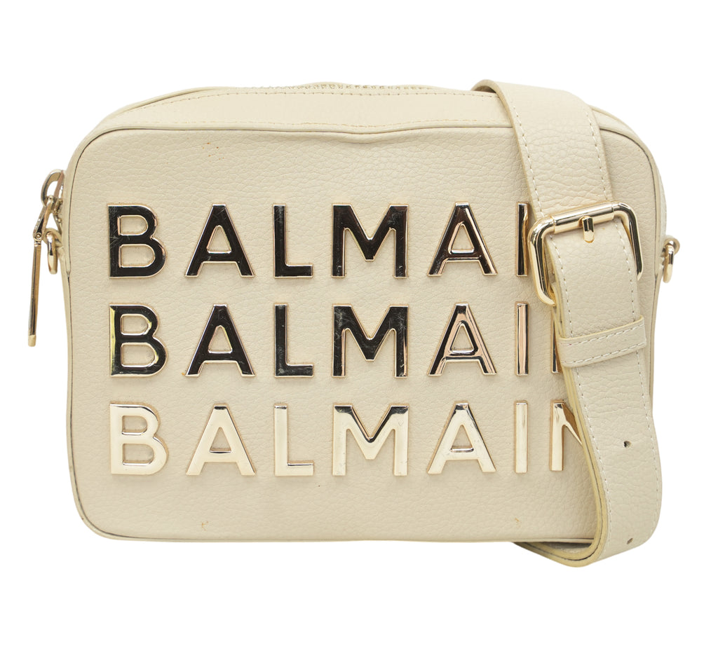 Cream Gold-Tone Logo Crossbody Bag