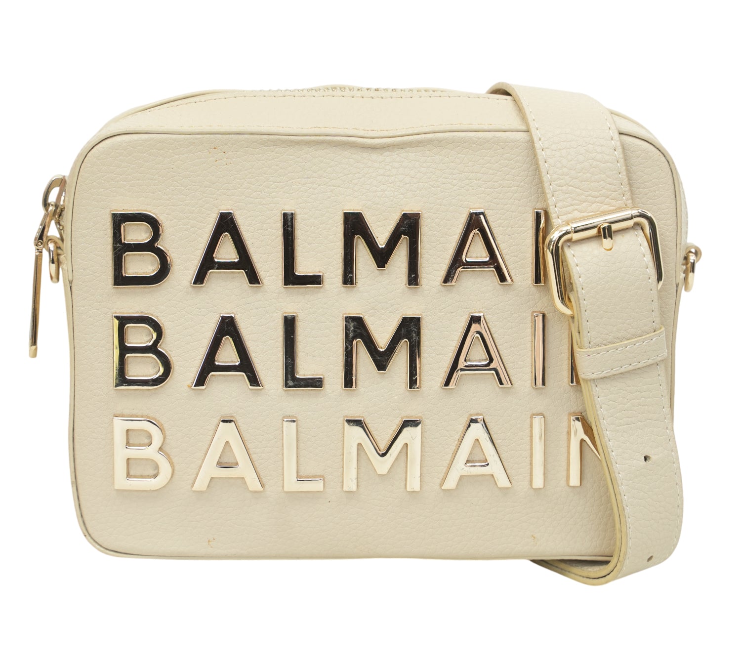 Cream Gold-Tone Logo Crossbody Bag