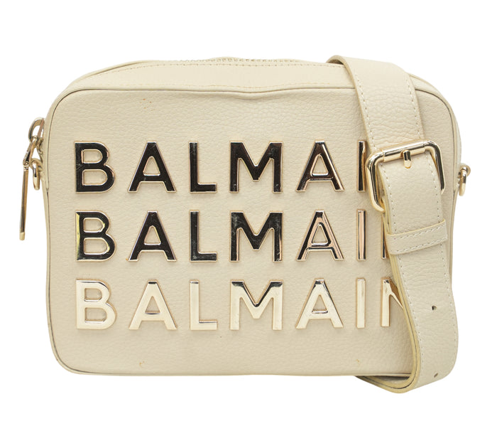Cream Gold-Tone Logo Crossbody Bag