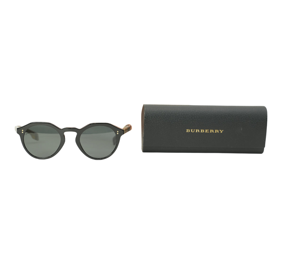 Burberry  Black House Check Round Sunglasses