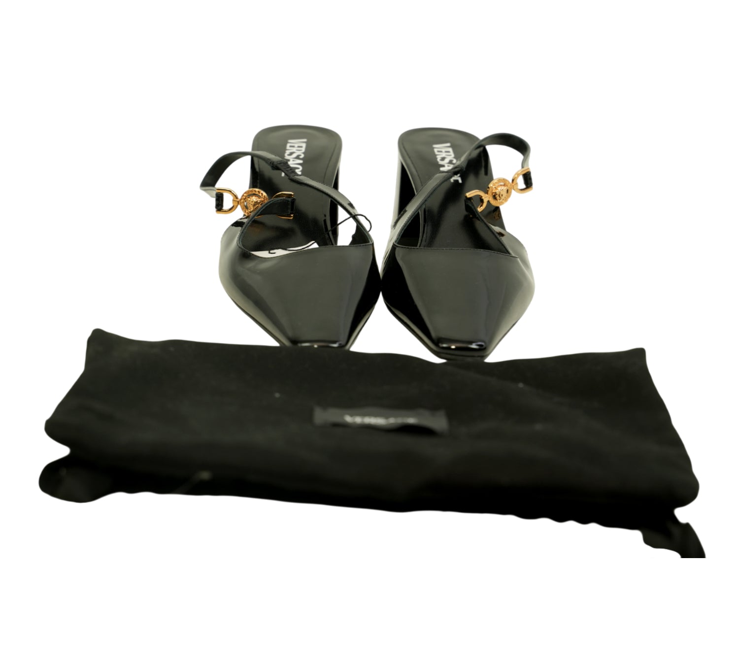 Black Medusa '95 Patent Leather Slingback Pump Size 40 - Eur