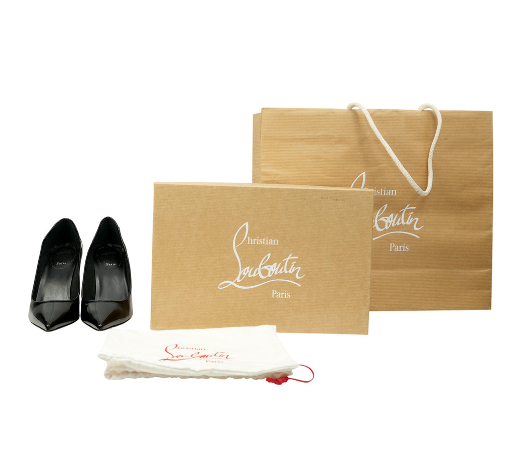 Black Patent Miss Z Pointed-Toe Pumps Size 38 - Eur