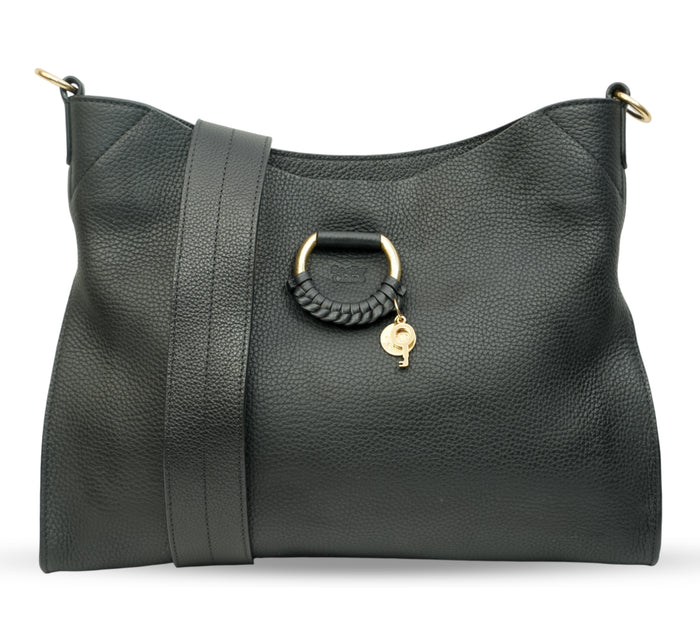 Black Joan Leather Shoulder Bag