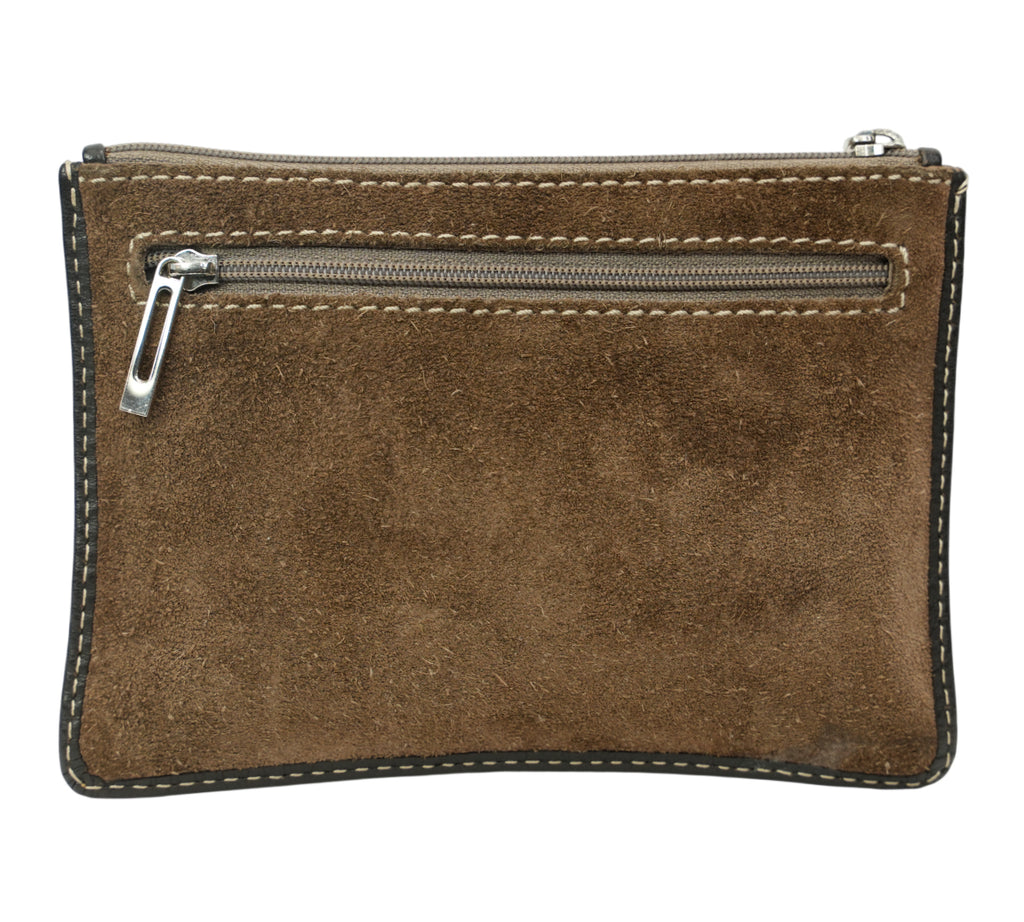 Suede Anagram Flat Pouch