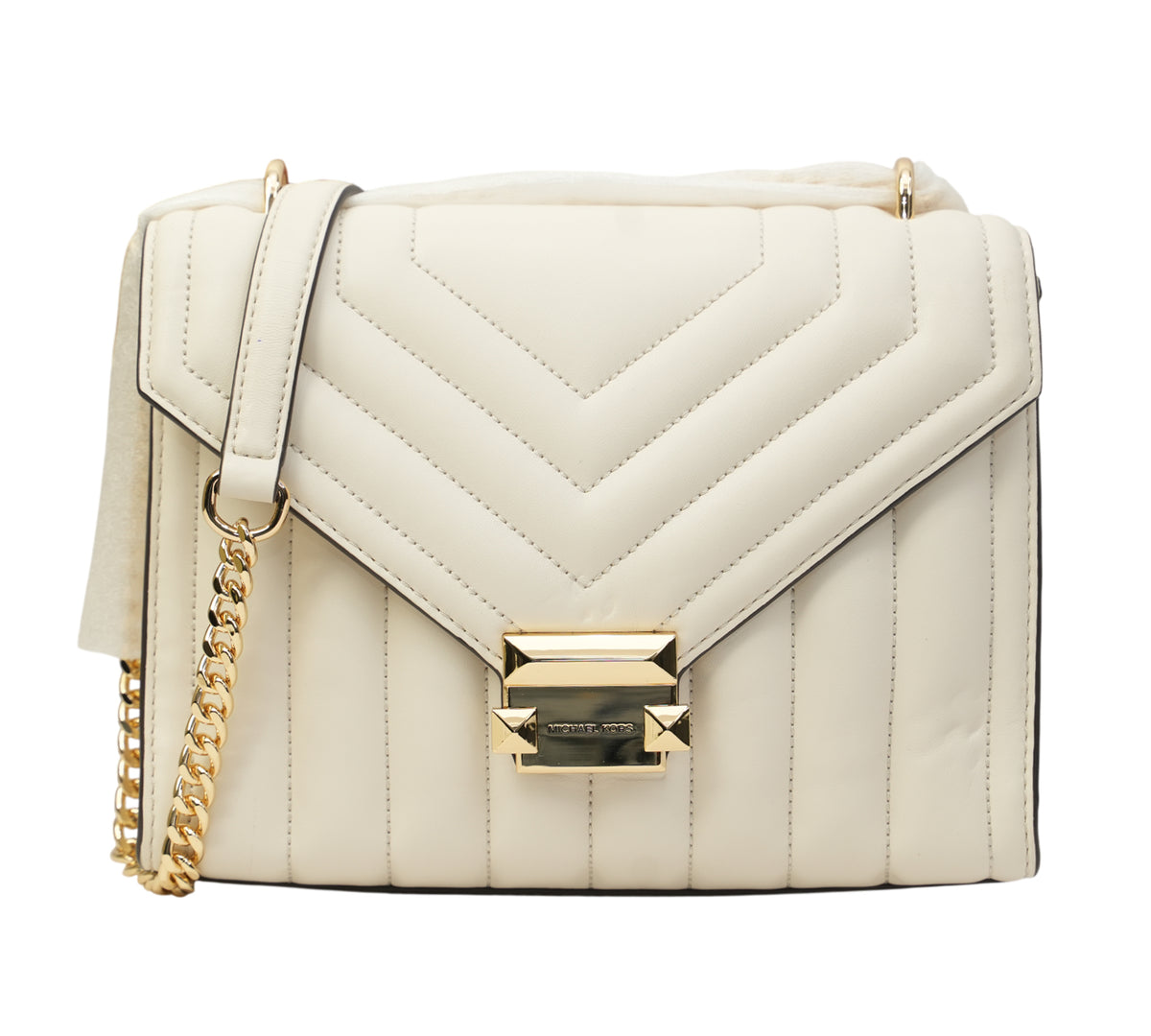 Michael Kors Optic White Whitney Medium Quilted Leather Shoulder Bag