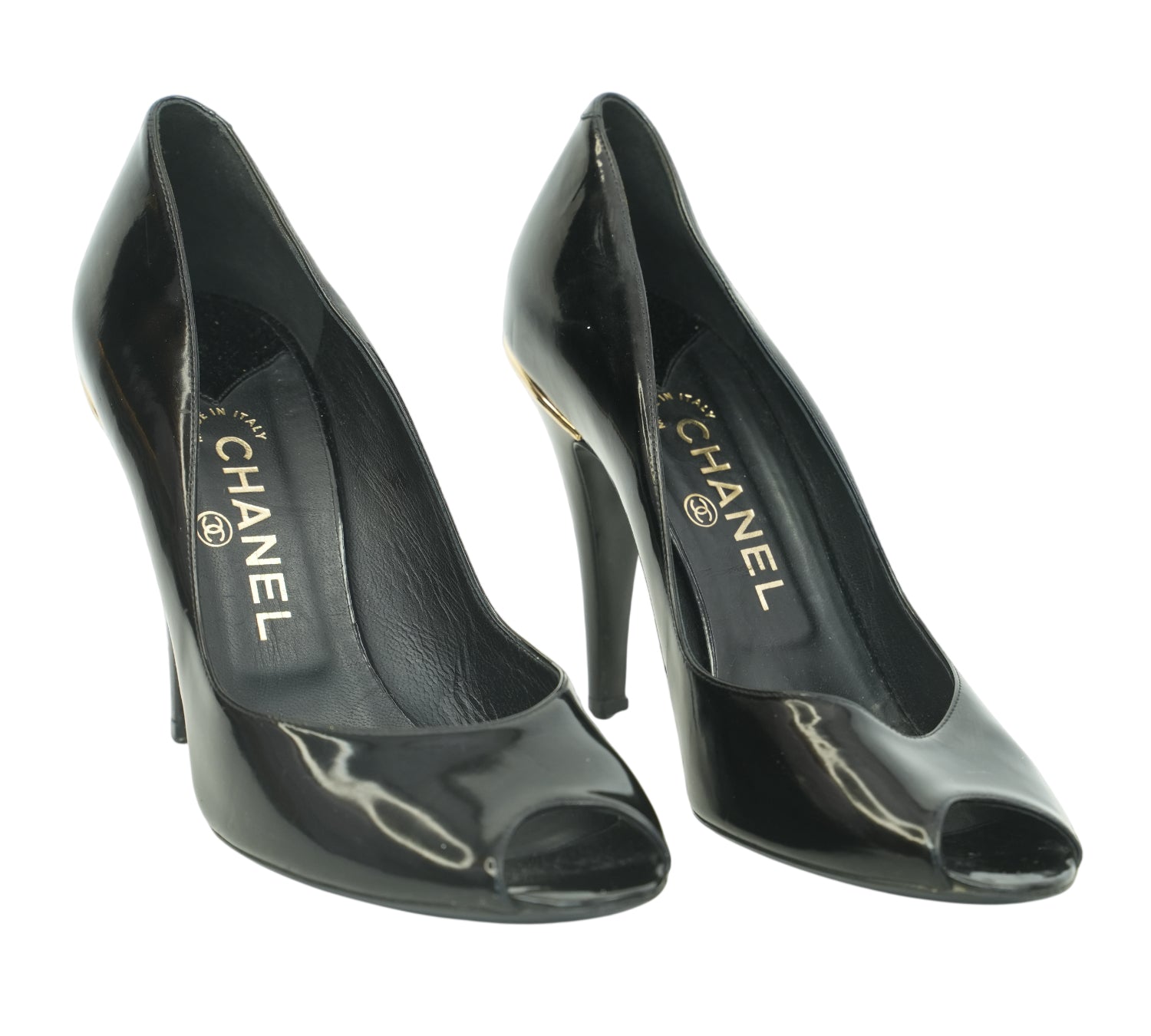 Black Patent Leather Peep-Toe Pump Size 40 – Eur
