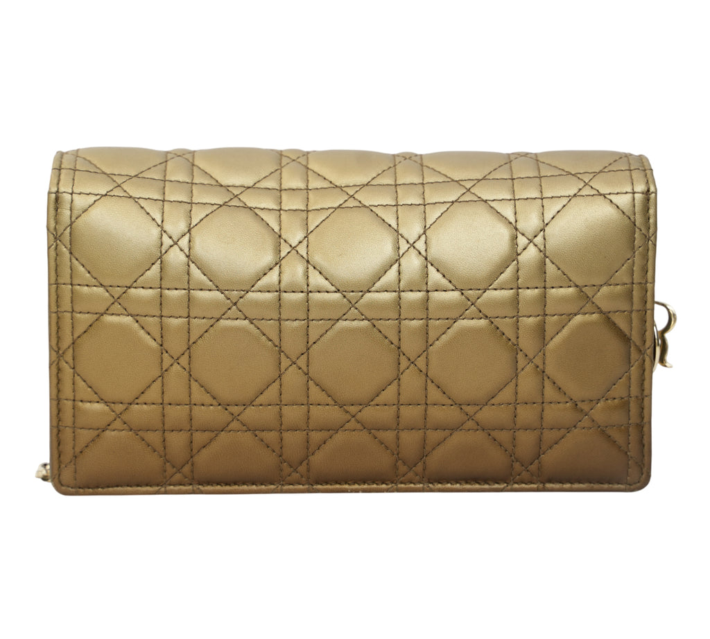 Metallic Lambskin Cannage Miss Dior Promenade Wallet On Chain