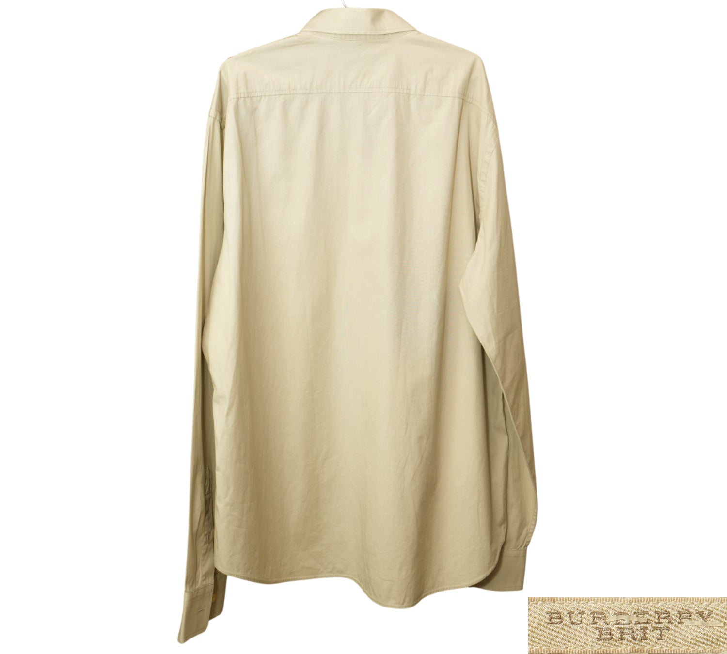 Light Beige Classic Fit Stretch Cotton Poplin Shirt Size - LG