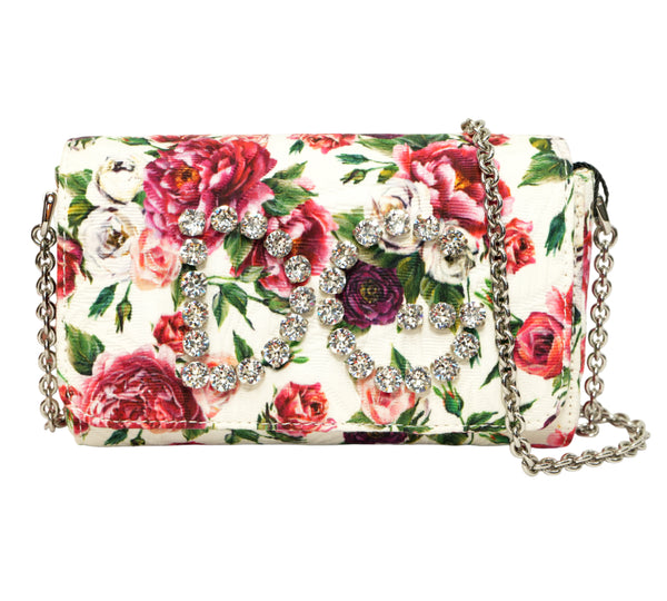 DG Girls Rose Print Brocade Shoulder Bag